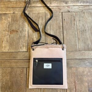 UGG Australia Pocket Messenger Bag - Pink Shearling w/ Dark Brown Leather Pocket